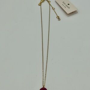 NWR Kate Spade Razzle Dazzle Gold Tome with Red and Pink Pendant Necklace